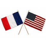 American & France Stick Flag